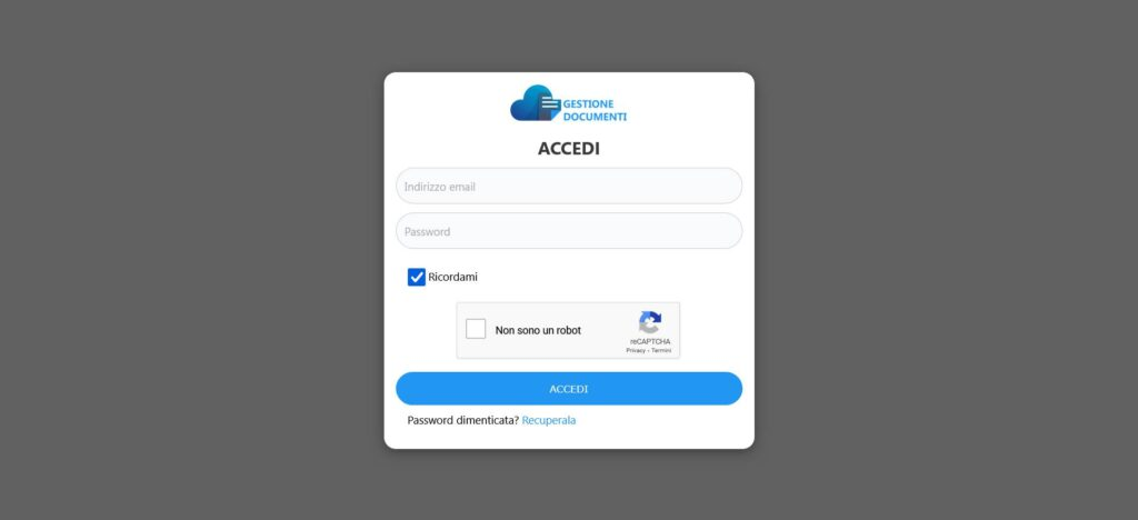 Accesso al software gestione qualità G-DOC
