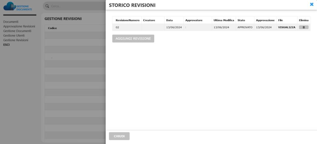 Storico revisioni documenti G-DOC